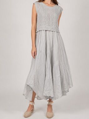 ME&GEE 2 Pieces set maxi low back cotton Dress‎ with crochet Top size XS NWT